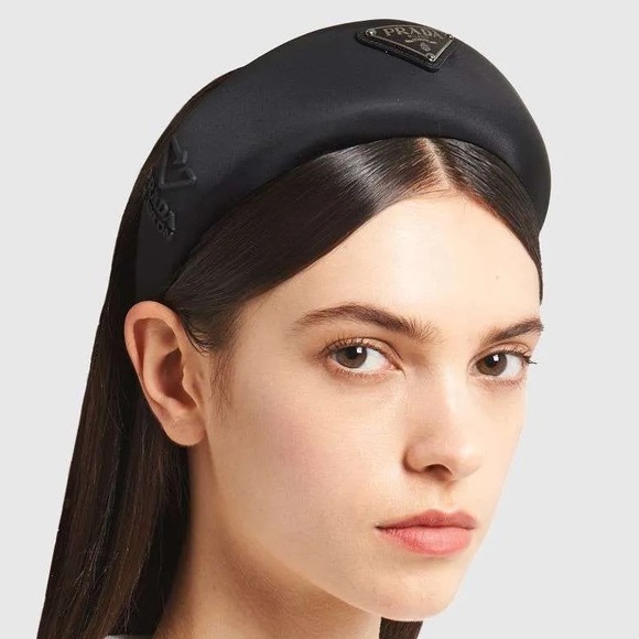 Prada: Re-Nylon Logo 2021 Black Oversized Puffy Headband (NWT) - Picture 2 of 16
